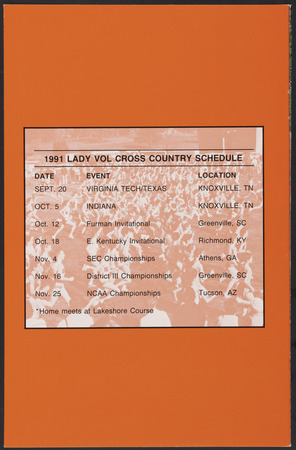 University of Tennessee Lady Volunteers cross country media guide, 1991 Miniaturansicht