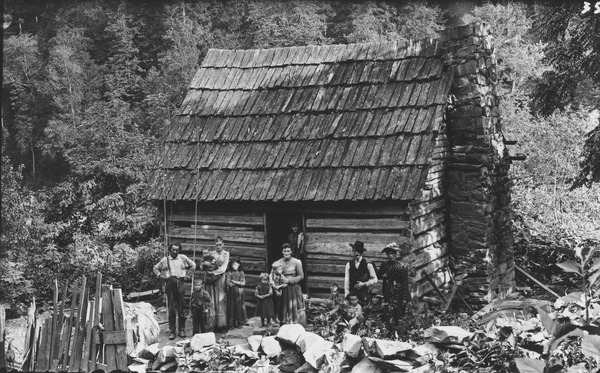 Mountain cabin with family and visitors miniatura