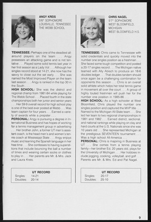 Lady Volunteers tennis media guide, 1985-1986 Miniature