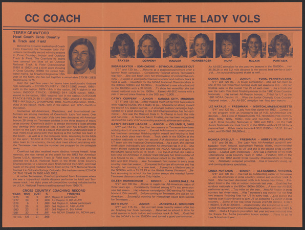 University of Tennessee Lady Volunteers cross country media guide, 1982 Miniaturansicht