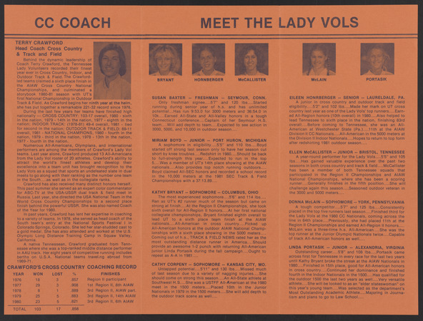 University of Tennessee Lady Volunteers cross country media guide, 1981 Miniaturansicht