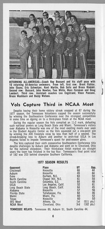 University of Tennessee Volunteers Swimming-Diving media guide, 1977-1978 Thumbnail