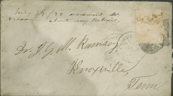Letter, Anson Nelson in Nashville, Tenn., to J.G.M. Ramsey in Knoxville, Tenn. 1877 July 4 Thumbnail