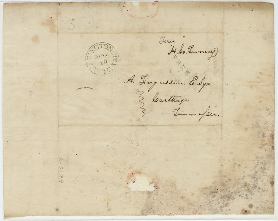 1840 May 10, House of Rep[resentatives, Washington D. C.] [to] A. Fergusson, Carthage, Tennessee / H. S. Turney miniatura