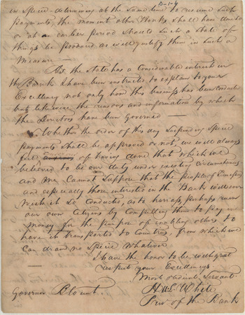 [Letter] 1815 Jul 26 [Knoxville] Tennessee [to Willie] Blount [Nashville] Tennessee / H.L.White miniatura