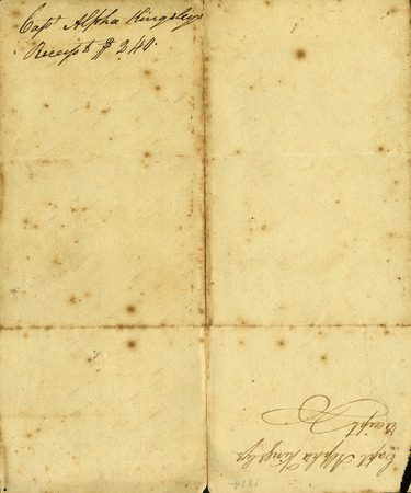Receipt, Captain Alpha Kingsley to David Burford in Nashville, Tenn., 1813 Nov. 26 Miniature