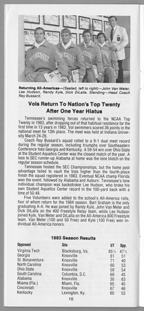 University of Tennessee Volunteers Swimming-Diving media guide, 1983-1984 Thumbnail