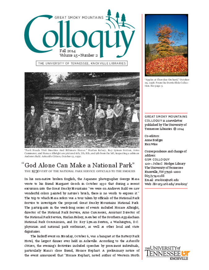 Great Smoky Mountains Colloquy:              Volume 15, Number 2 miniatura
